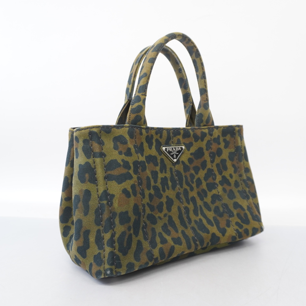 Auth Prada Canapa Women's Canvas Handbag Khaki - Picture 2 of 9